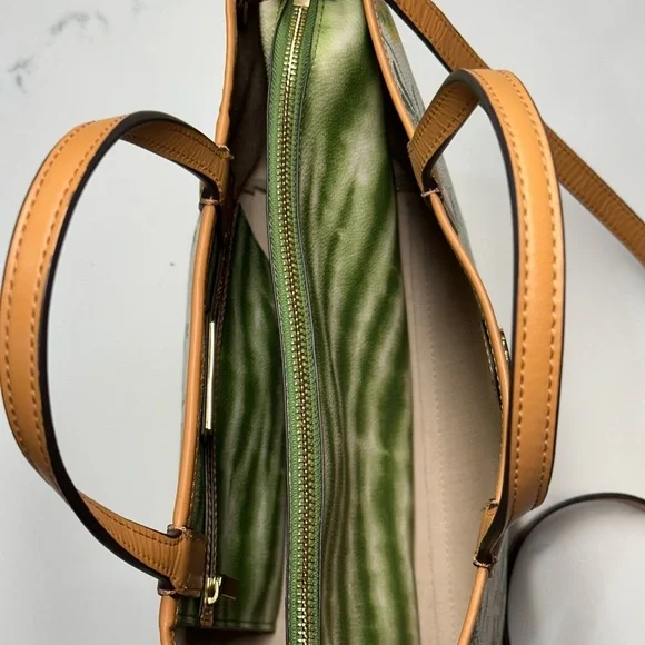 Tory Burch Watercolor Botanical Kerrington Tote Crossbody + Shopping Bag + Dusty - Picture 7 of 16